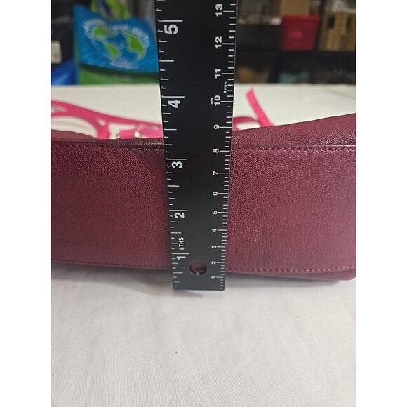 Cole Haan LINLEY Magenta Suede Leather Small Satchel Bag Purse Pink Gold Hardwar - Picture 15 of 16